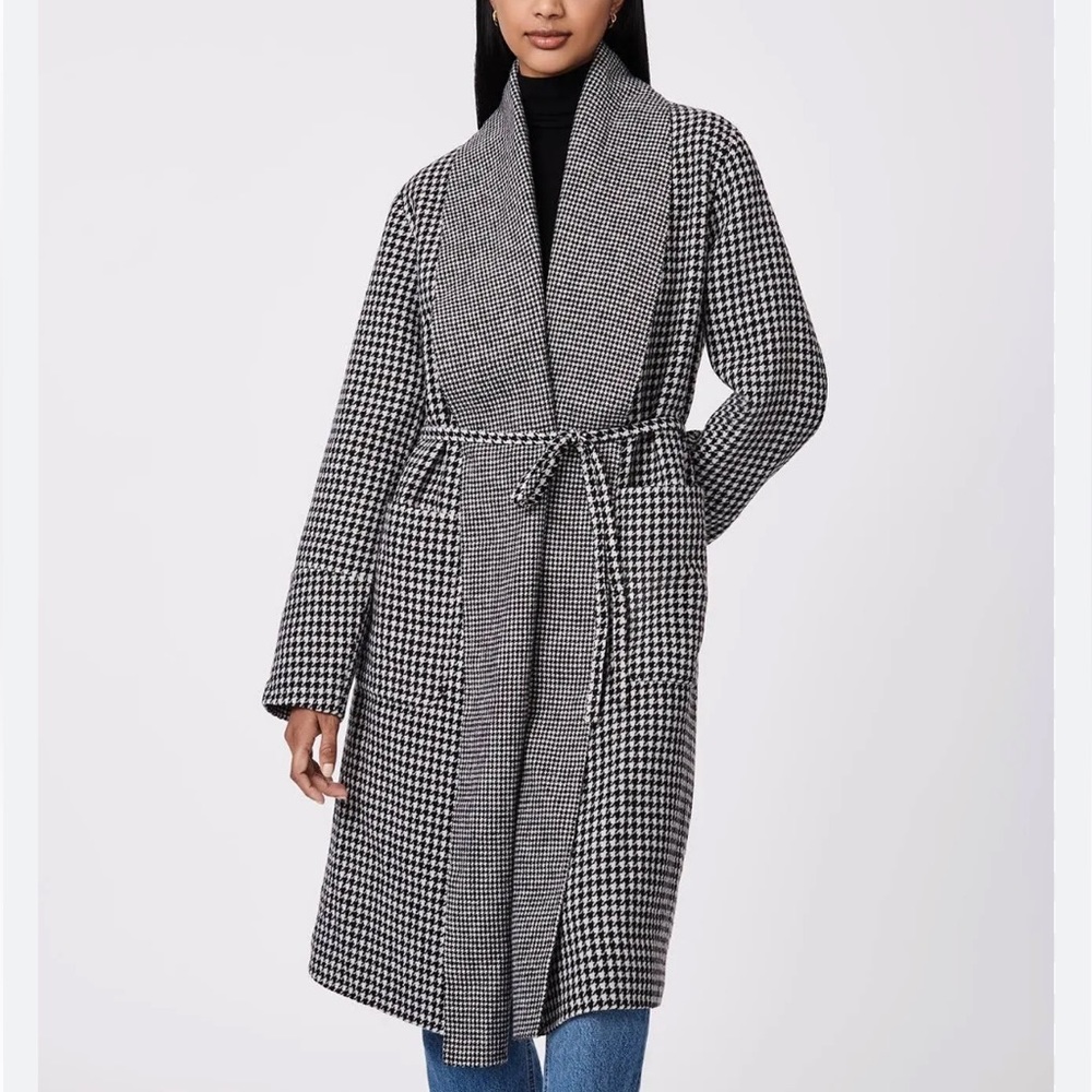 NWT-Size Medium Bernardo Double Face longline Houndstooth Coat